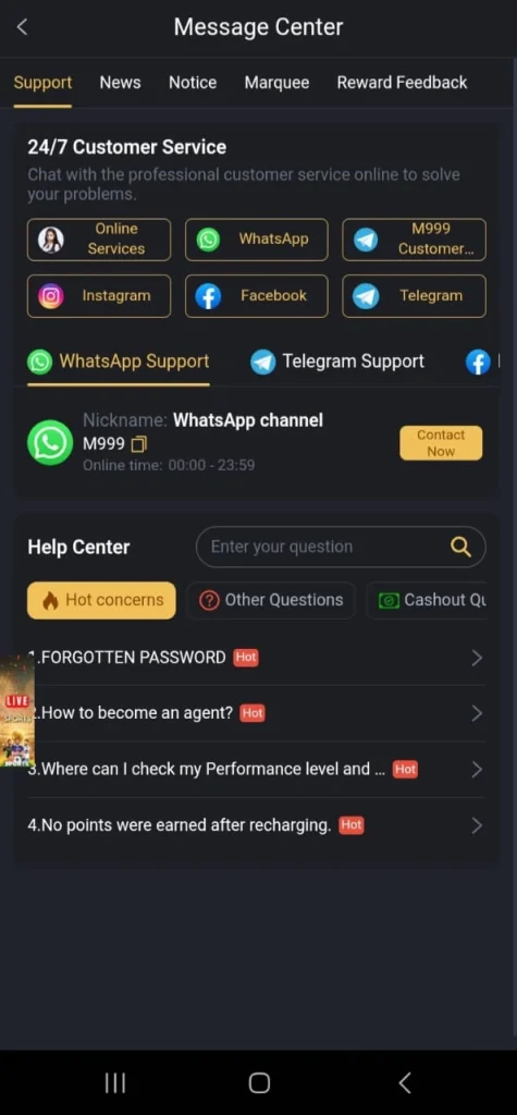 M999 game customer support image